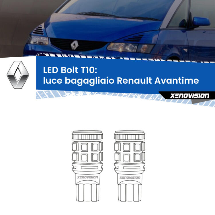 <strong>Luce Bagagliaio LED per Renault Avantime</strong>  2001 - 2003. Coppia lampade <strong>T10</strong> modello Bolt canbus.