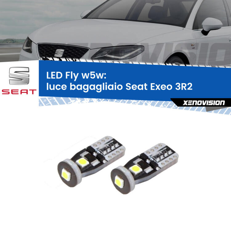 <strong>luce bagagliaio LED per Seat Exeo</strong> 3R2 2008 - 2013. Coppia lampadine <strong>w5w</strong> Canbus compatte modello Fly Xenovision.