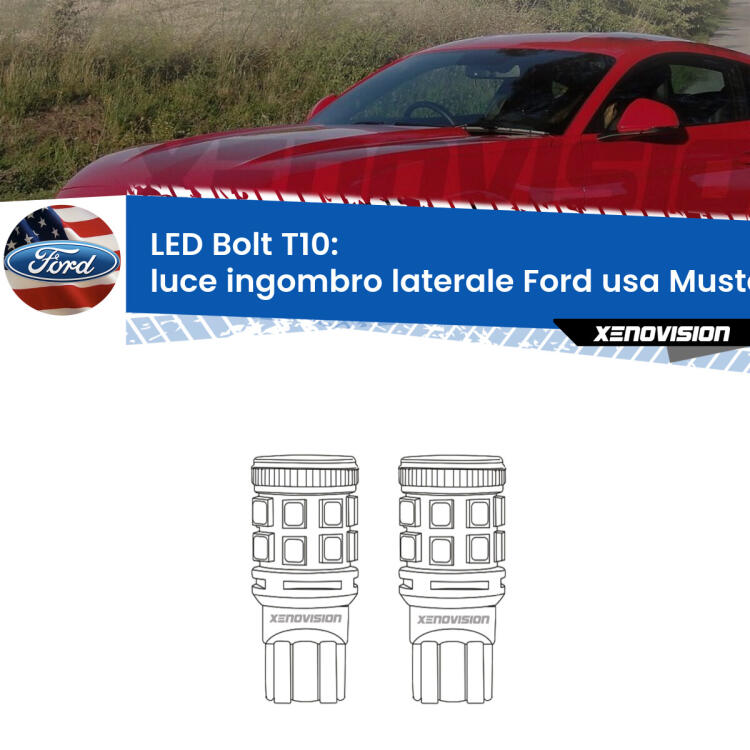 <strong>Luce ingombro laterale LED per Ford usa Mustang coupe</strong>  2014 in poi. Coppia lampade <strong>T10</strong> modello Bolt canbus.