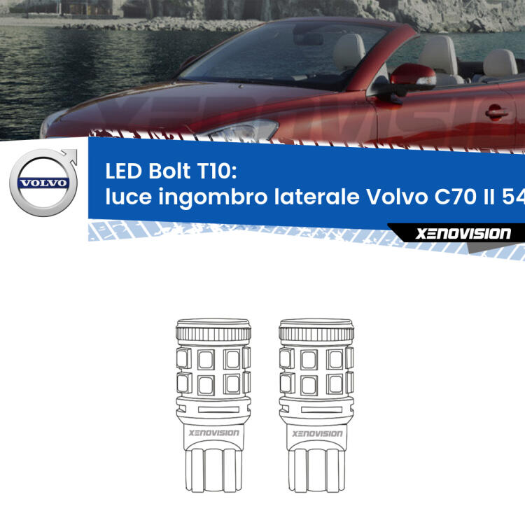 <strong>Luce ingombro laterale LED per Volvo C70 II</strong> 542 anteriori. Coppia lampade <strong>T10</strong> modello Bolt canbus.
