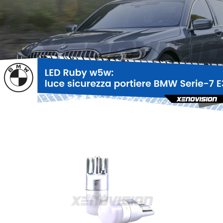 <strong>Luce Sicurezza Portiere LED per BMW Serie-7</strong> E38 1994 - 2001: coppia led T10 a illuminazione Rossa a 360 gradi. Si inseriscono ovunque. Canbus, Top Quality.