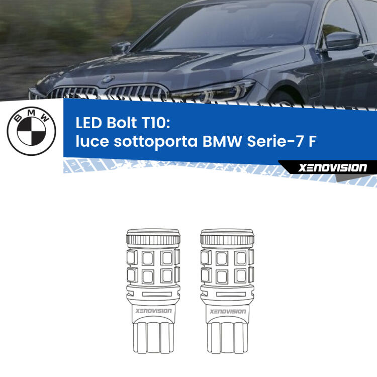 <strong>Luce Sottoporta LED per BMW Serie-7</strong> F 2009 - 2015. Coppia lampade <strong>T10</strong> modello Bolt canbus.