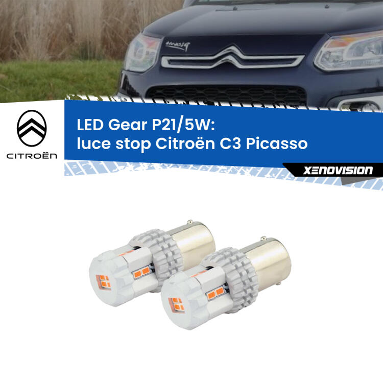 <strong>Luce Stop LED per Citroën C3 Picasso</strong>  2009 - 2016. Due lampade <strong>P21/5W</strong> rosse non canbus modello Gear.