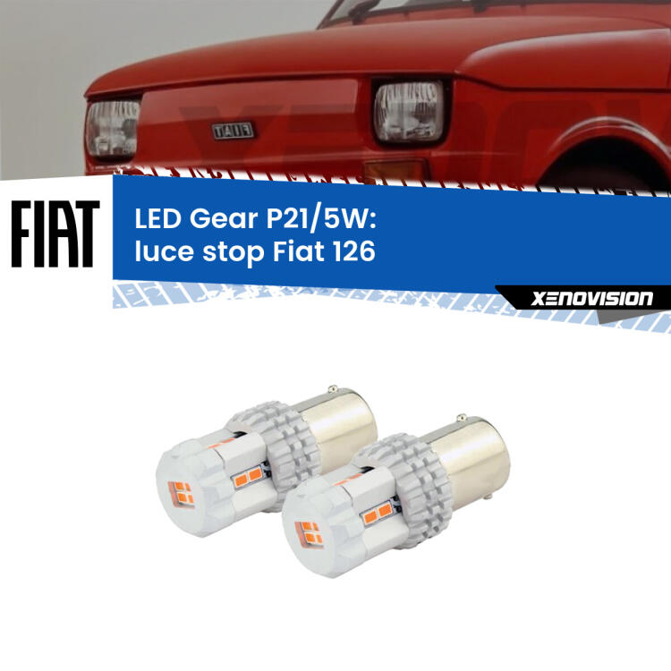 <strong>Luce Stop LED per Fiat 126</strong>  1972 - 2000. Due lampade <strong>P21/5W</strong> rosse non canbus modello Gear.
