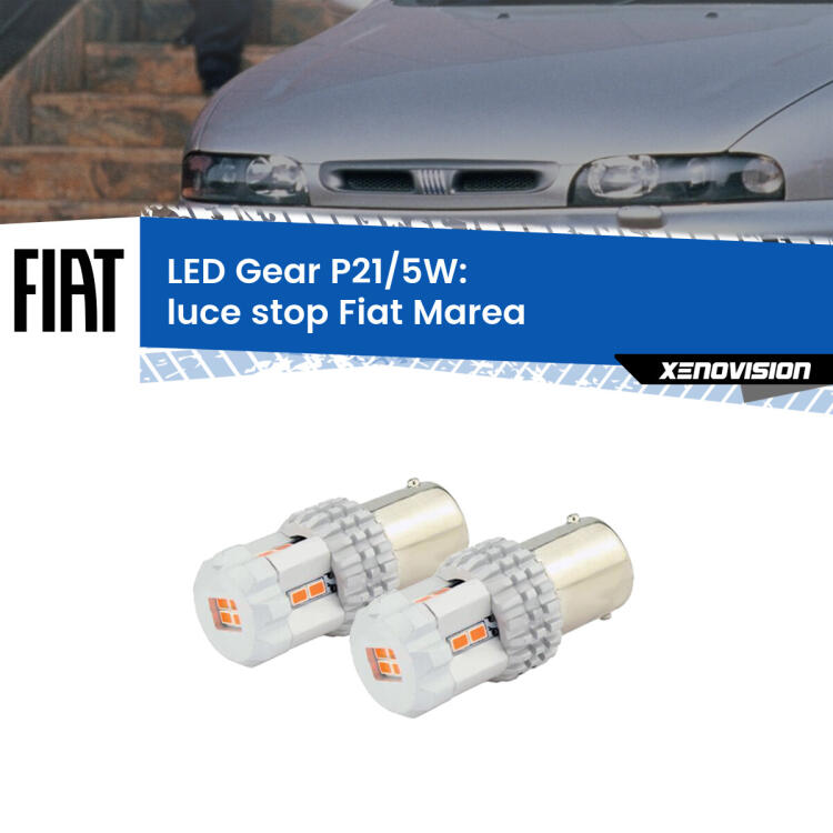 <strong>Luce Stop LED per Fiat Marea</strong>  1996 - 2002. Due lampade <strong>P21/5W</strong> rosse non canbus modello Gear.