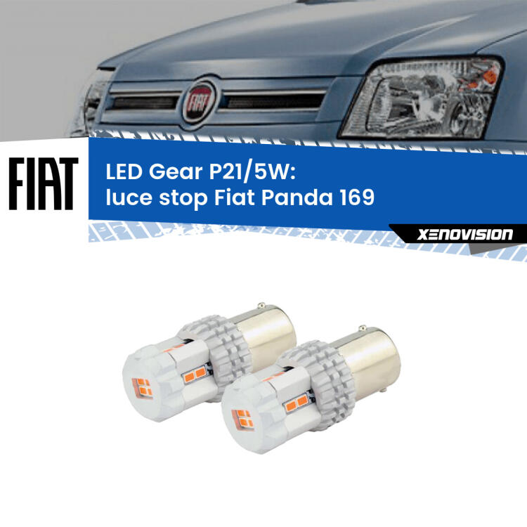 <strong>Luce Stop LED per Fiat Panda</strong> 169 2003 - 2012. Due lampade <strong>P21/5W</strong> rosse non canbus modello Gear.