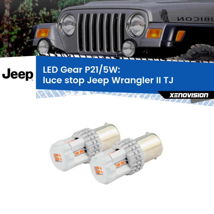 <strong>Luce Stop LED per Jeep Wrangler II</strong> TJ 1996 - 2005. Due lampade <strong>P21/5W</strong> rosse non canbus modello Gear.