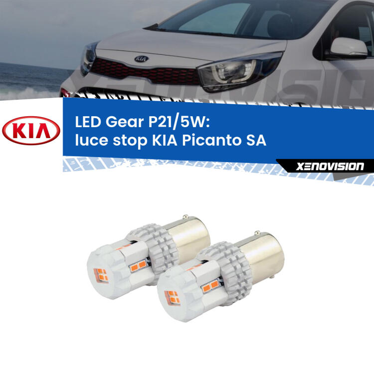 <strong>Luce Stop LED per KIA Picanto</strong> SA 2003 - 2010. Due lampade <strong>P21/5W</strong> rosse non canbus modello Gear.
