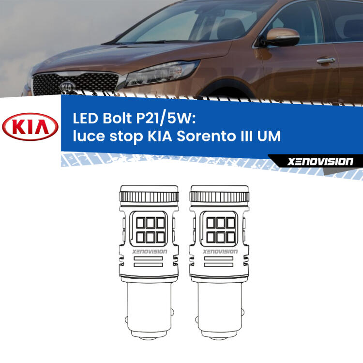 <strong>Luce Stop LED per KIA Sorento III</strong> UM 2015 in poi. Coppia lampade <strong>P21/5W</strong> modello Bolt canbus.