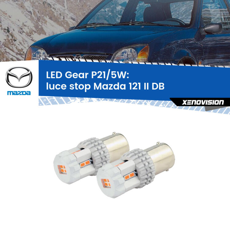 <strong>Luce Stop LED per Mazda 121 II</strong> DB 1990 - 1996. Due lampade <strong>P21/5W</strong> rosse non canbus modello Gear.