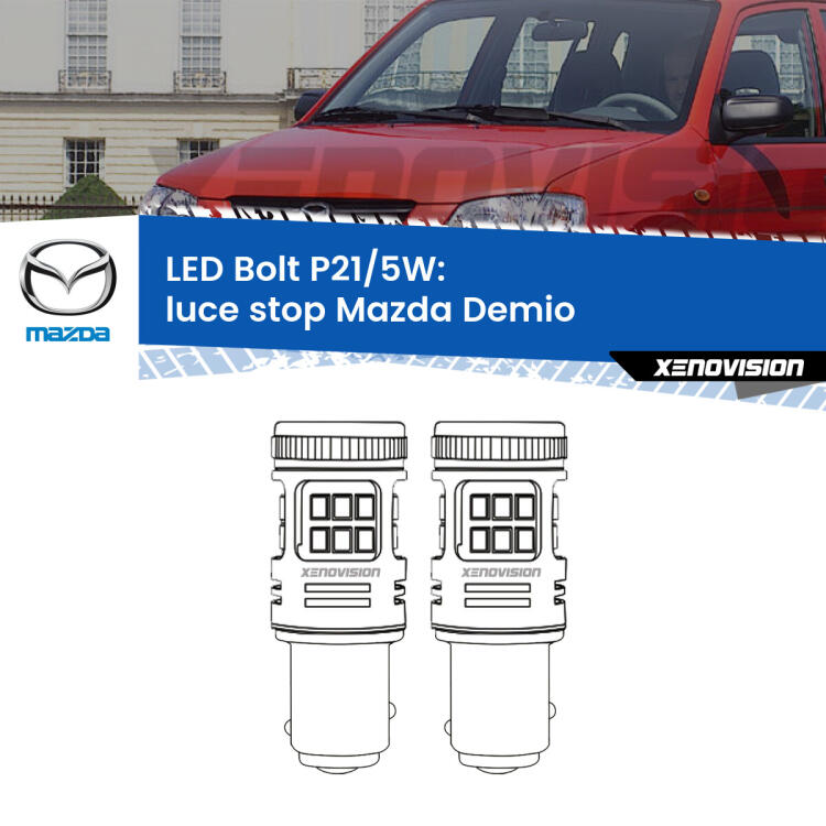 <strong>Luce Stop LED per Mazda Demio</strong>  1998 - 1999. Coppia lampade <strong>P21/5W</strong> modello Bolt canbus.