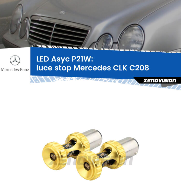 <strong>Luce Stop LED per Mercedes CLK</strong> C208 1997 - 2002. Coppia lampade <strong>P21W</strong> super canbus Rosse modello Gear2.