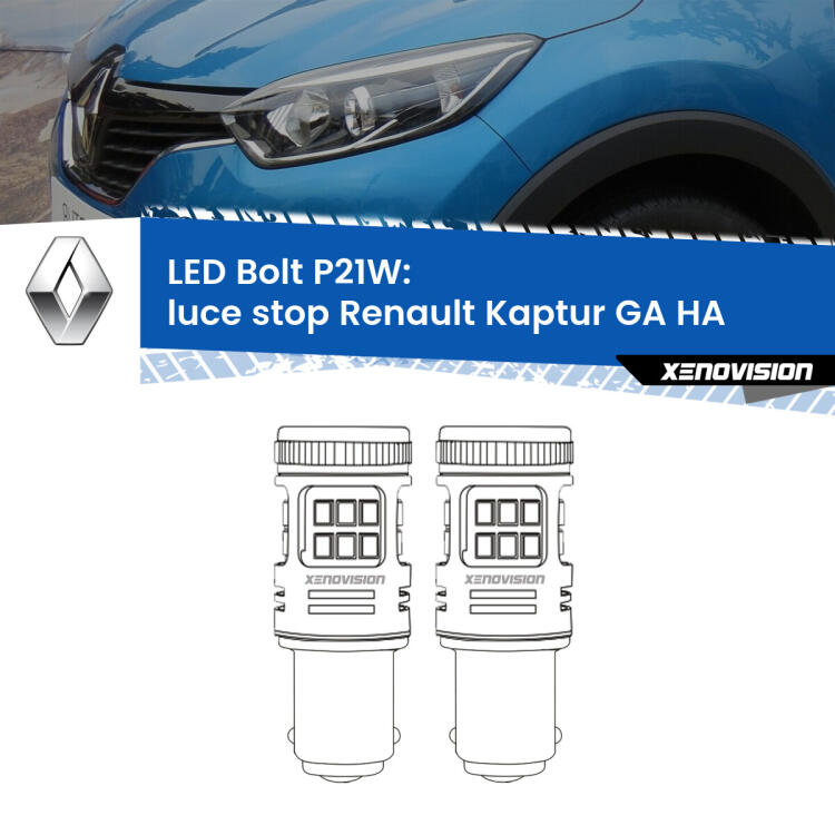 <strong>Luce Stop LED per Renault Kaptur GA</strong> HA 2016 - 2018. Coppia lampade <strong>P21W</strong> modello Bolt canbus.