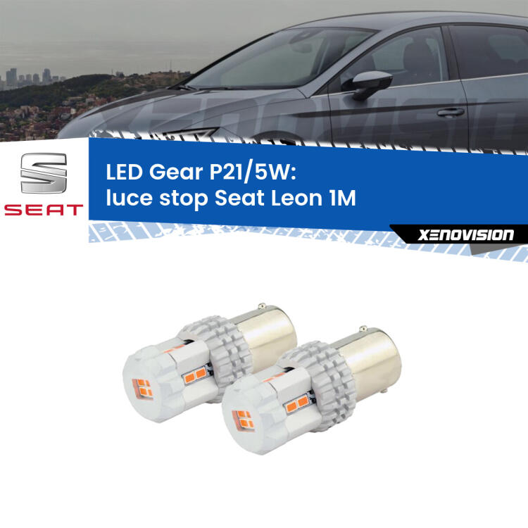 <strong>Luce Stop LED per Seat Leon</strong> 1M 1999 - 2006. Due lampade <strong>P21/5W</strong> rosse non canbus modello Gear.