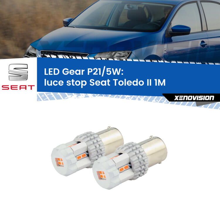 <strong>Luce Stop LED per Seat Toledo II</strong> 1M 1998 - 2006. Due lampade <strong>P21/5W</strong> rosse non canbus modello Gear.
