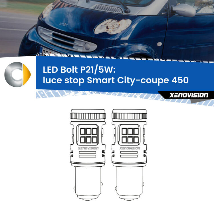 <strong>Luce Stop LED per Smart City-coupe</strong> 450 1998 - 2004. Coppia lampade <strong>P21/5W</strong> modello Bolt canbus.