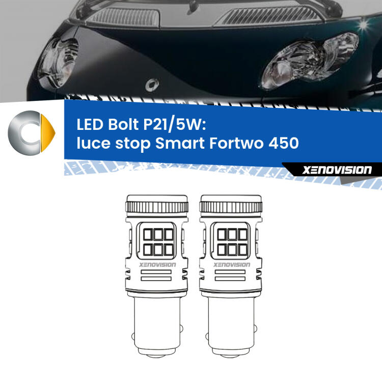 <strong>Luce Stop LED per Smart Fortwo</strong> 450 2004 - 2007. Coppia lampade <strong>P21/5W</strong> modello Bolt canbus.