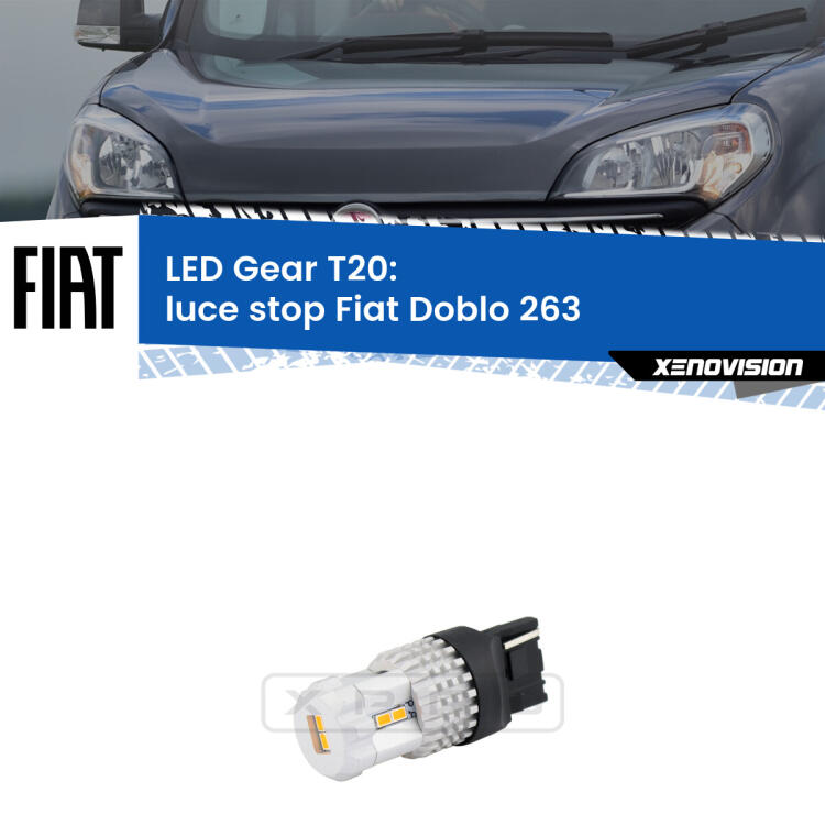 <strong>Luce Stop LED per Fiat Doblo</strong> 263 2015 - 2016. Lampada <strong>T20</strong> rossa modello Gear.