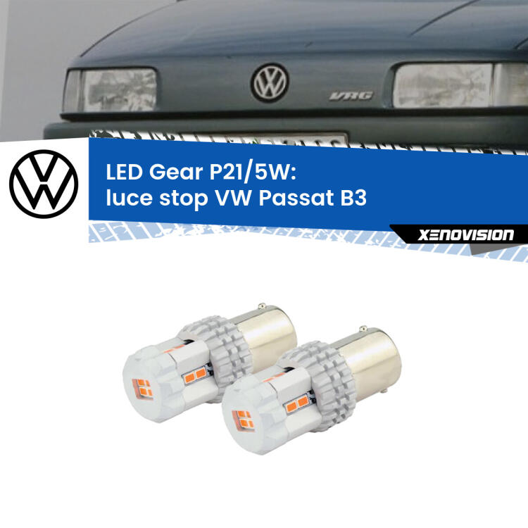 <strong>Luce Stop LED per VW Passat</strong> B3 1988 - 1993. Due lampade <strong>P21/5W</strong> rosse non canbus modello Gear.