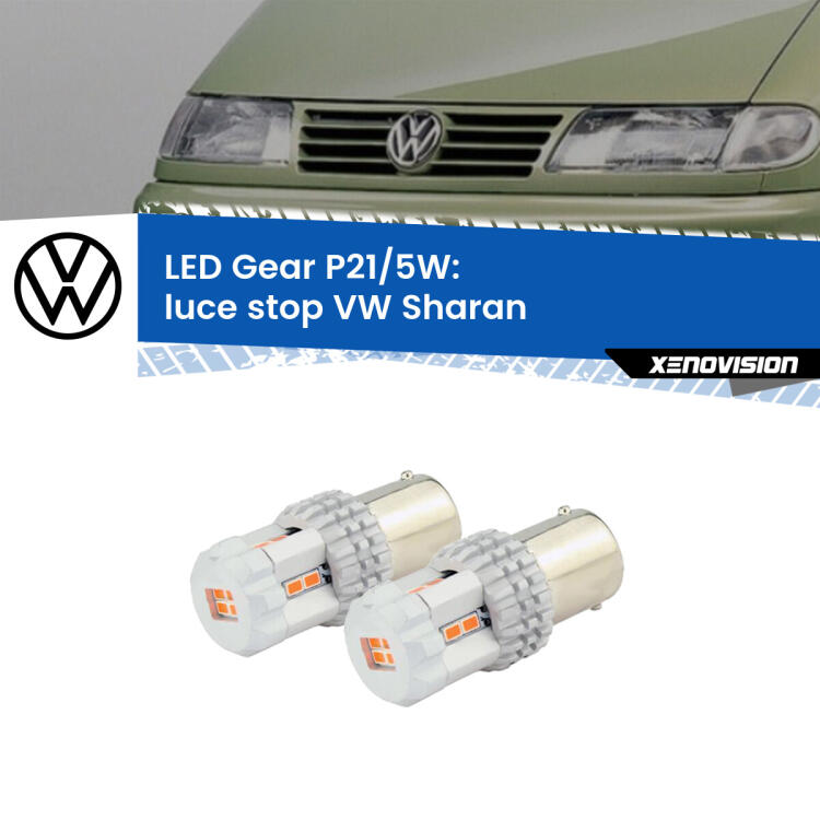 <strong>Luce Stop LED per VW Sharan</strong>  1995 - 2010. Due lampade <strong>P21/5W</strong> rosse non canbus modello Gear.