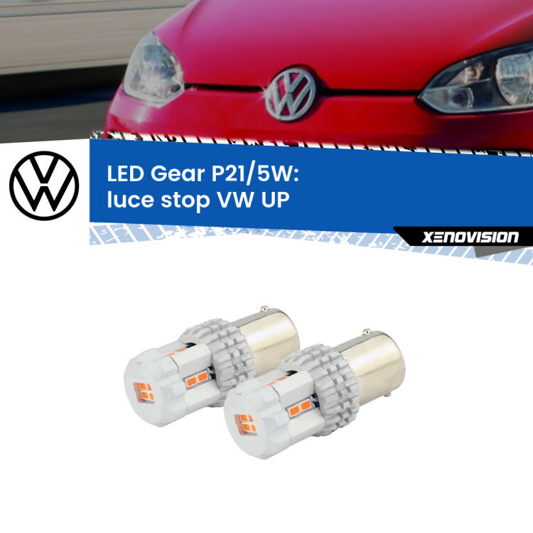 <strong>Luce Stop LED per VW UP</strong>  2011 in poi. Due lampade <strong>P21/5W</strong> rosse non canbus modello Gear.