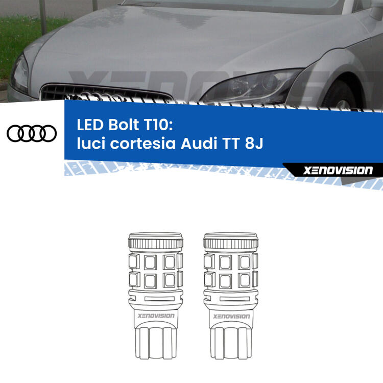 <strong>Luci Cortesia LED per Audi TT</strong> 8J 2006 - 2014. Coppia lampade <strong>T10</strong> modello Bolt canbus.