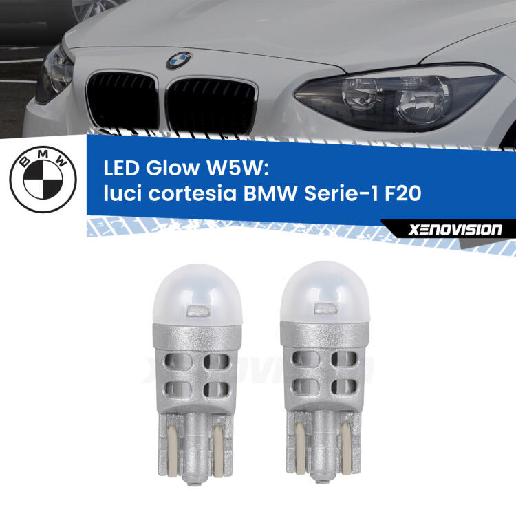 <strong>Luci Cortesia LED luce calda per BMW Serie-1</strong> F20 2010 - 2019. Coppia lampade <strong>W5W</strong> modello Glow di Xenovision.