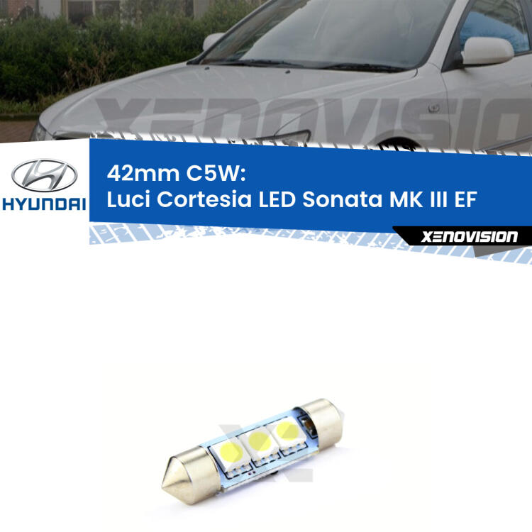 <strong>Luci Cortesia LED per Hyundai Sonata MK III</strong> EF 1998 - 2004. Coppia lampade <strong>C5W</strong> 41mm estremamente longeve.