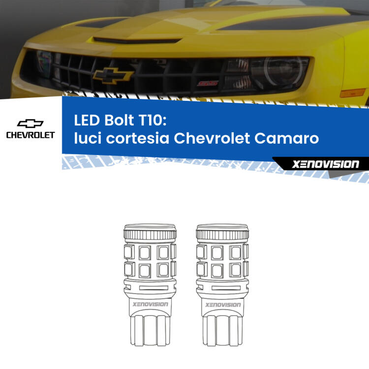 <strong>Luci Cortesia LED per Chevrolet Camaro</strong>  2011 - 2015. Coppia lampade <strong>T10</strong> modello Bolt canbus.