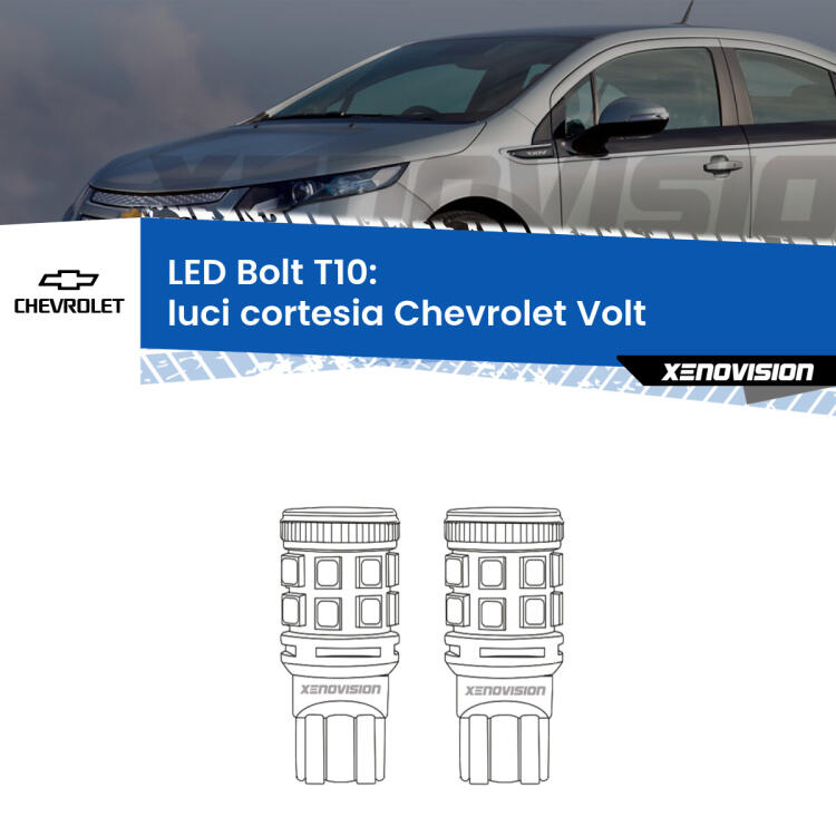 <strong>Luci Cortesia LED per Chevrolet Volt</strong>  2011 - 2019. Coppia lampade <strong>T10</strong> modello Bolt canbus.
