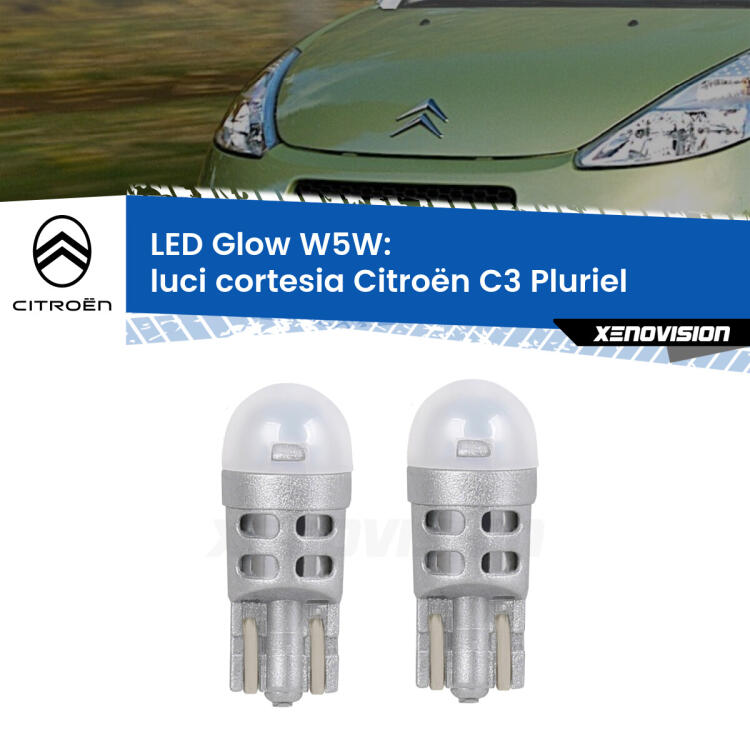 <strong>Luci Cortesia LED luce calda per Citroën C3 Pluriel</strong>  2003 - 2010. Coppia lampade <strong>W5W</strong> modello Glow di Xenovision.