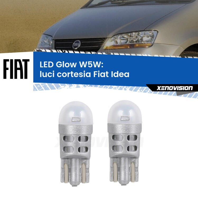 <strong>Luci Cortesia LED luce calda per Fiat Idea</strong>  2003 - 2015. Coppia lampade <strong>W5W</strong> modello Glow di Xenovision.