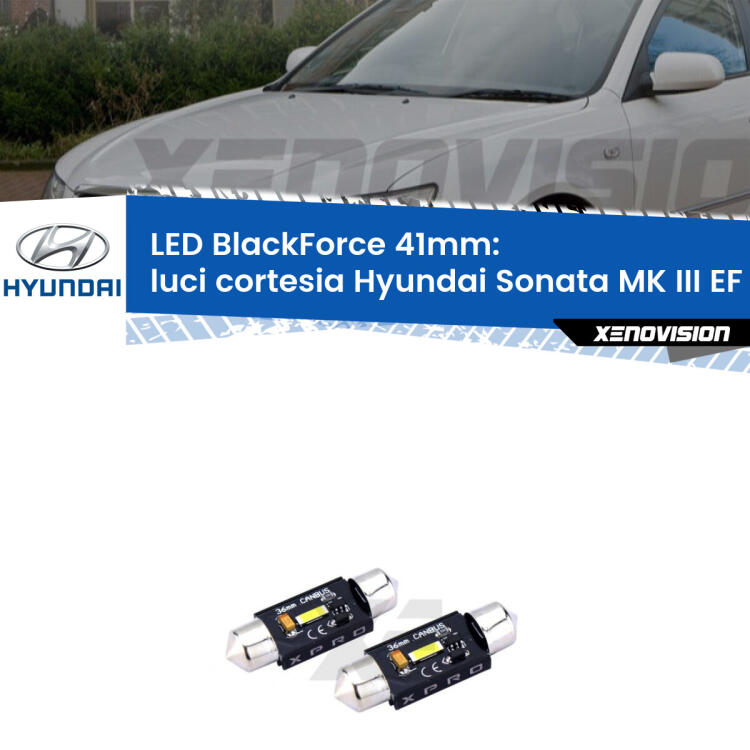 <strong>Luci Cortesia LED per Hyundai Sonata MK III</strong> EF 1998 - 2004. Coppia lampade <strong>C5W</strong> 41mm modello BlackForce canbus.