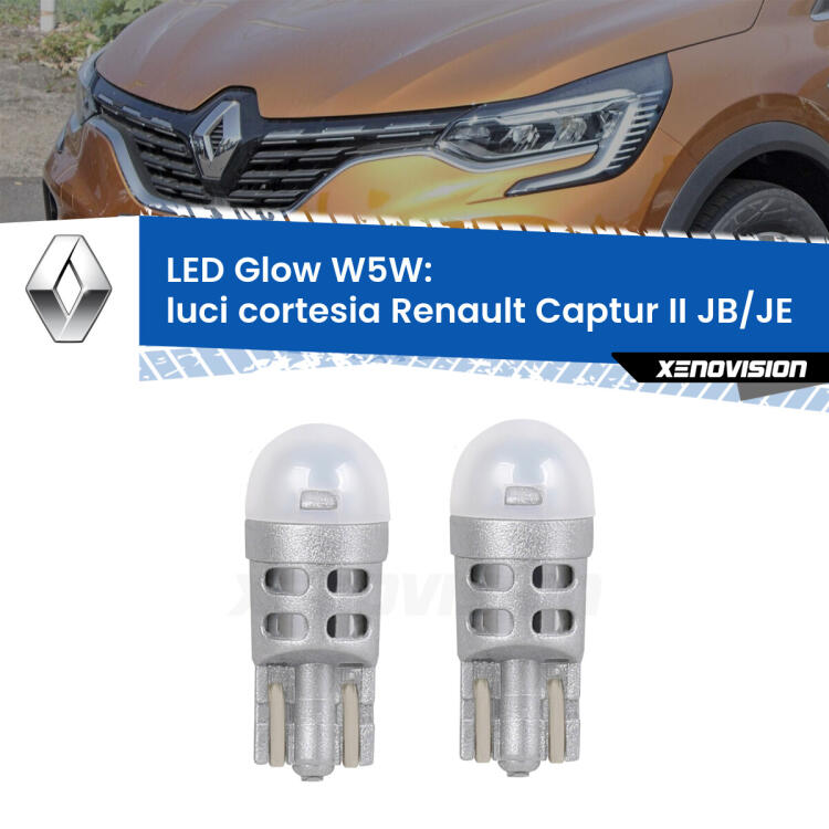 <strong>Luci Cortesia LED luce calda per Renault Captur II</strong> JB/JE 2019 in poi. Coppia lampade <strong>W5W</strong> modello Glow di Xenovision.