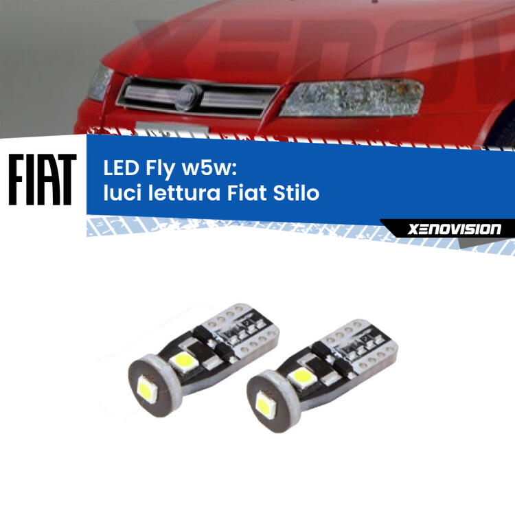 <strong>luci lettura LED per Fiat Stilo</strong>  2001 - 2006. Coppia lampadine <strong>w5w</strong> Canbus compatte modello Fly Xenovision.