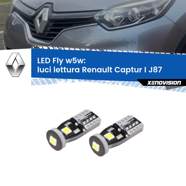 <strong>luci lettura LED per Renault Captur I</strong> J87 2013 - 2015. Coppia lampadine <strong>w5w</strong> Canbus compatte modello Fly Xenovision.
