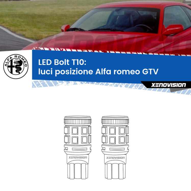 <strong>Luci posizione LED per Alfa romeo GTV</strong>  1995-2005. Coppia lampade <strong>T10</strong> modello Bolt canbus.