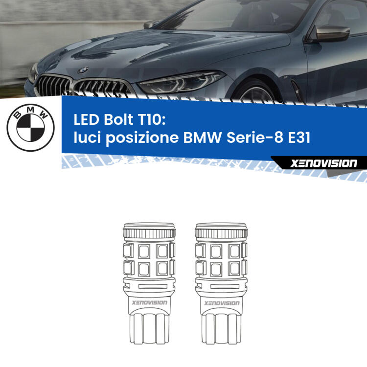 <strong>Luci posizione LED per BMW Serie-8</strong> E31 1990-1999. Coppia lampade <strong>T10</strong> modello Bolt canbus.