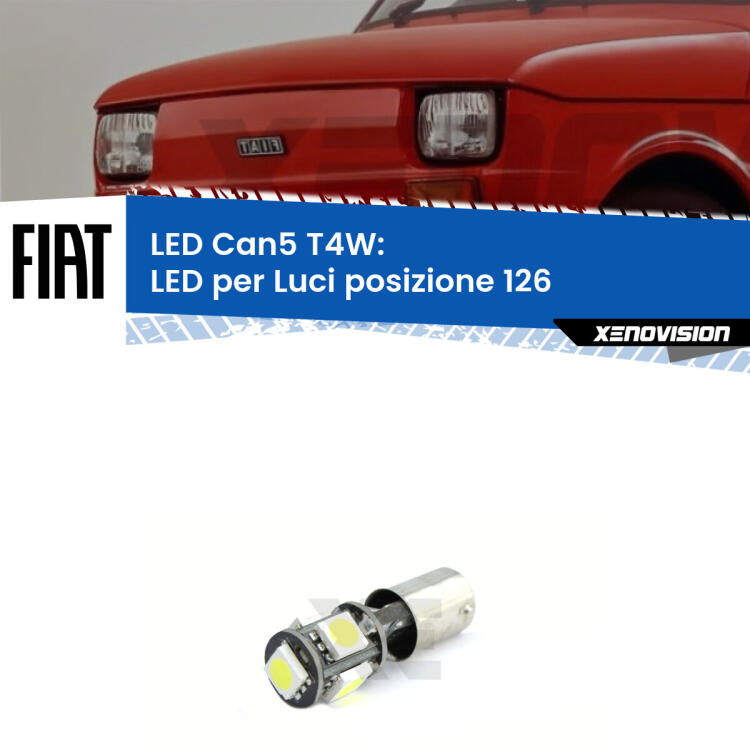 <strong>luci posizione LED per Fiat 126</strong>  1972-2000. Lampadina <strong>T4W</strong> BA9s Canbus da Xenovision.