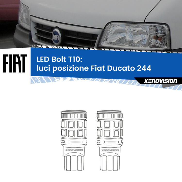 <strong>Luci posizione LED per Fiat Ducato</strong> 244 2002-2006. Coppia lampade <strong>T10</strong> modello Bolt canbus.