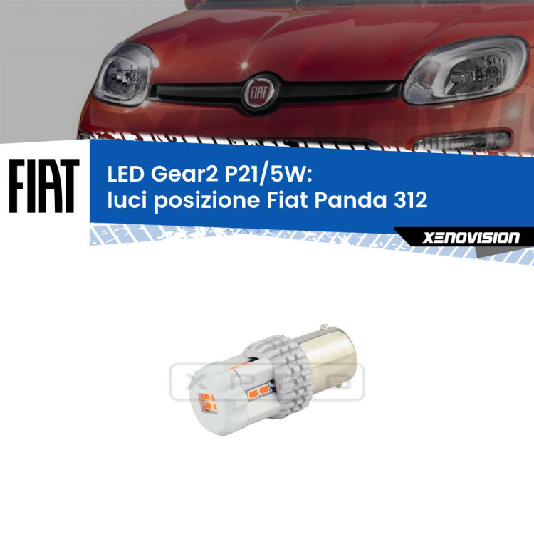 <strong>Luci posizione LED no-spie per Fiat Panda</strong> 312 2012in poi. Una lampada <strong>P21/5W</strong> modello Gear da Xenovision.