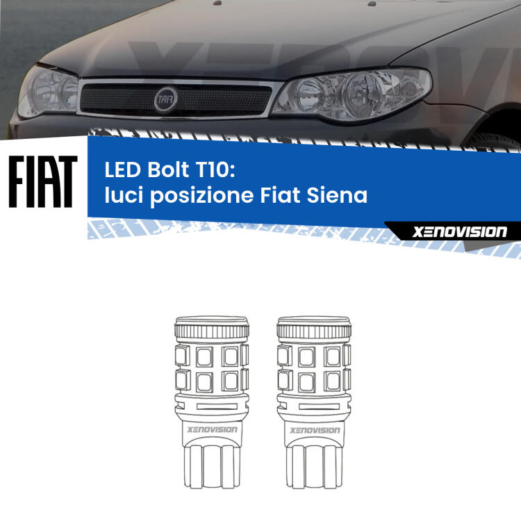 <strong>Luci posizione LED per Fiat Siena</strong>  1996-2012. Coppia lampade <strong>T10</strong> modello Bolt canbus.