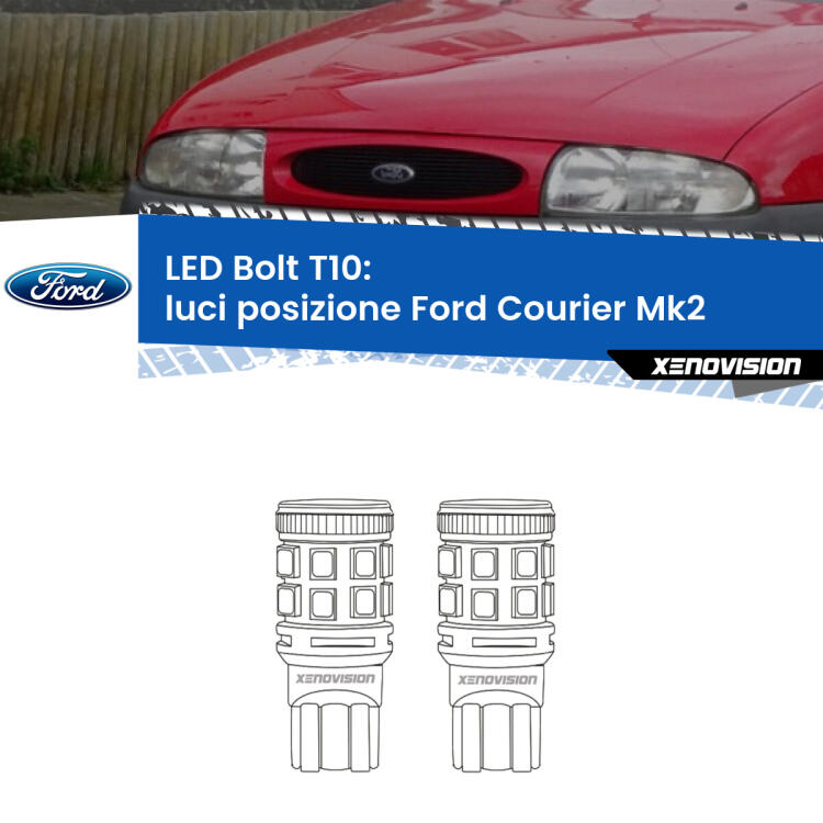 <strong>Luci posizione LED per Ford Courier</strong> Mk2 1996-2003. Coppia lampade <strong>T10</strong> modello Bolt canbus.