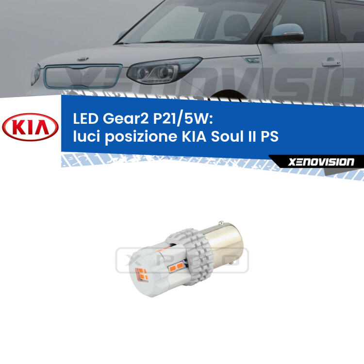 <strong>Luci posizione LED no-spie per KIA Soul II</strong> PS a parabola singola. Una lampada <strong>P21/5W</strong> modello Gear da Xenovision.