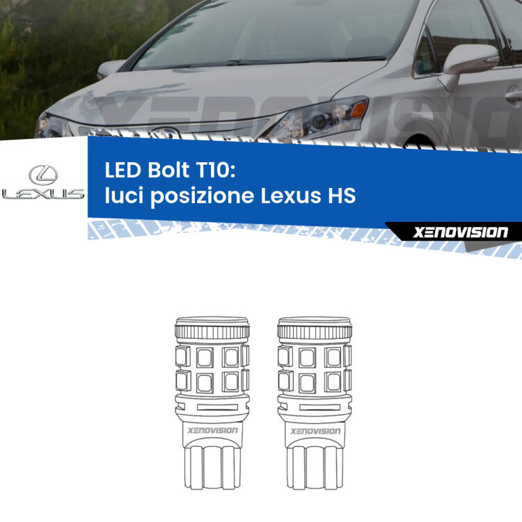 <strong>Luci posizione LED per Lexus HS</strong>  2009-2018. Coppia lampade <strong>T10</strong> modello Bolt canbus.