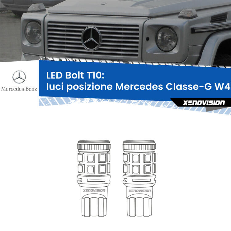 <strong>Luci posizione LED per Mercedes Classe-G</strong> W463 1991-2004. Coppia lampade <strong>T10</strong> modello Bolt canbus.