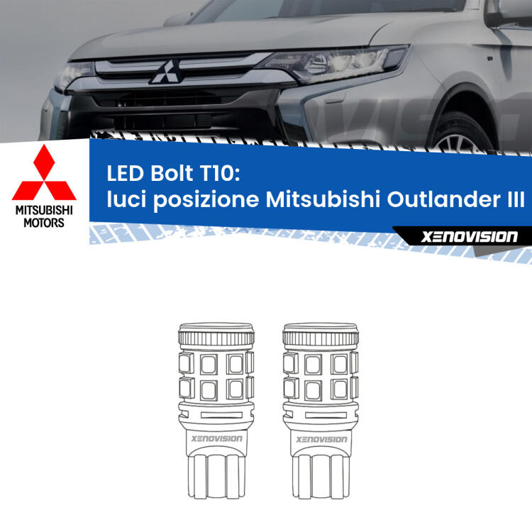 <strong>Luci posizione LED per Mitsubishi Outlander III</strong> GF 2012-2015. Coppia lampade <strong>T10</strong> modello Bolt canbus.