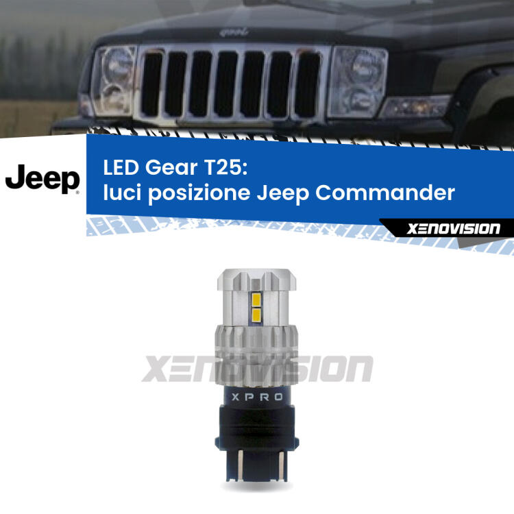 <strong>Luci posizione LED per Jeep Commander</strong>  2005-2010. Lampada <strong>T25</strong> 6000k modello Gear.
