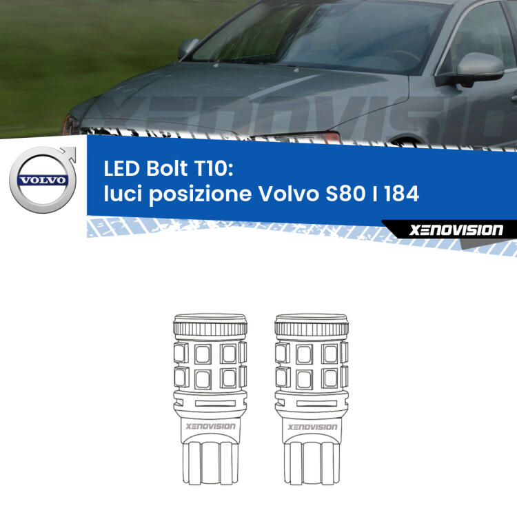 <strong>Luci posizione LED per Volvo S80 I</strong> 184 1998-2006. Coppia lampade <strong>T10</strong> modello Bolt canbus.