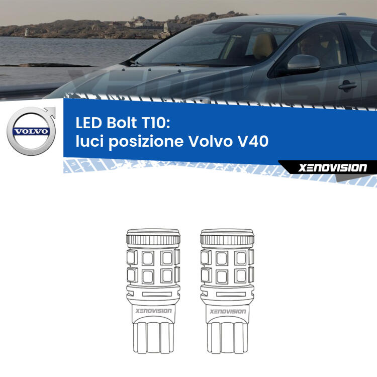 <strong>Luci posizione LED per Volvo V40</strong>  2012-2015. Coppia lampade <strong>T10</strong> modello Bolt canbus.